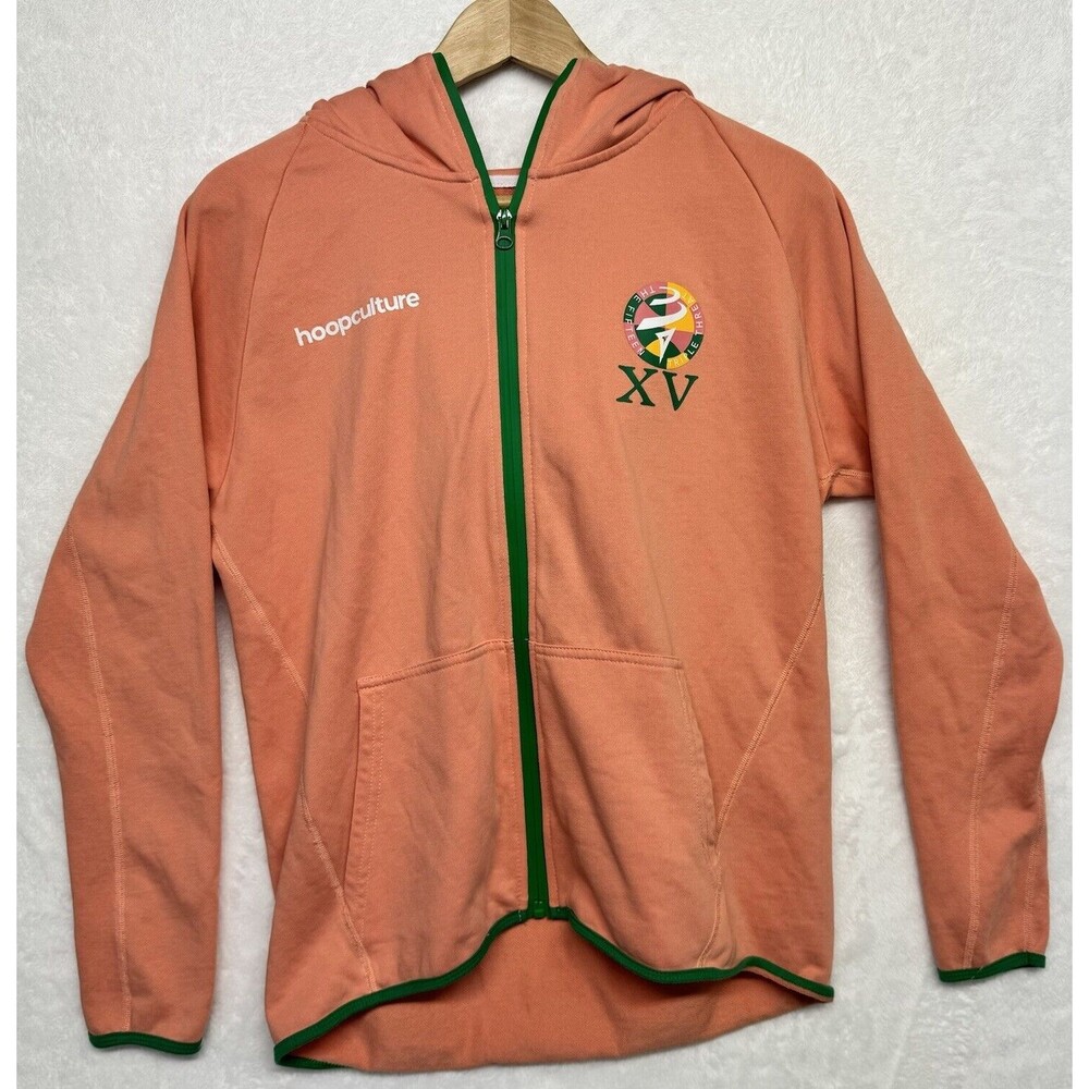 Hoop Culture Zip Up Hoodie Orange w/Green accents Size S Lifestyle Sportswear